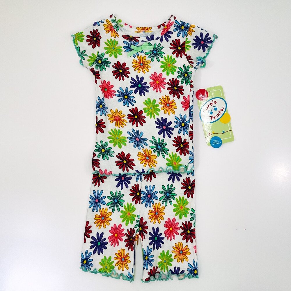 NWT Sara's Prints Girls Daisy Pop Pajama Set Size 2T (Tag Size 2) – 100% Cotton